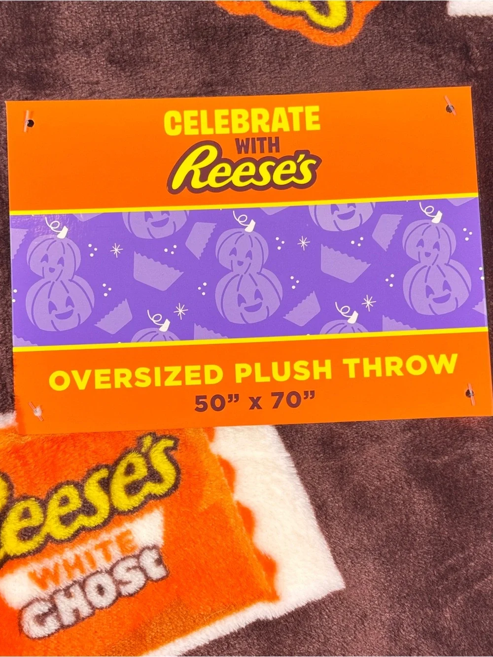 NEW Reese's Chocolate Ghosts Halloween Blanket 50x70